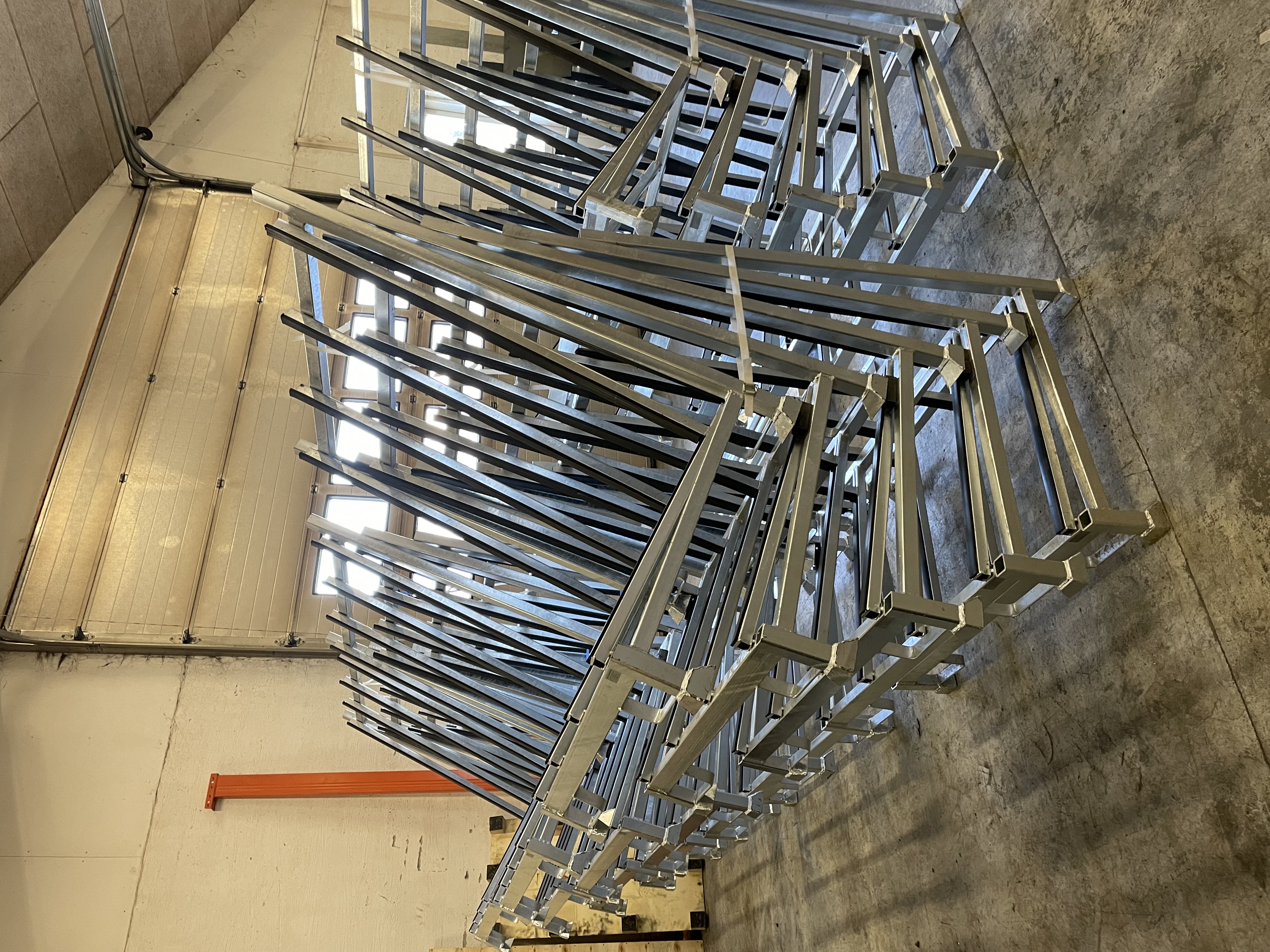 Galvanized fixed racks in the workshop