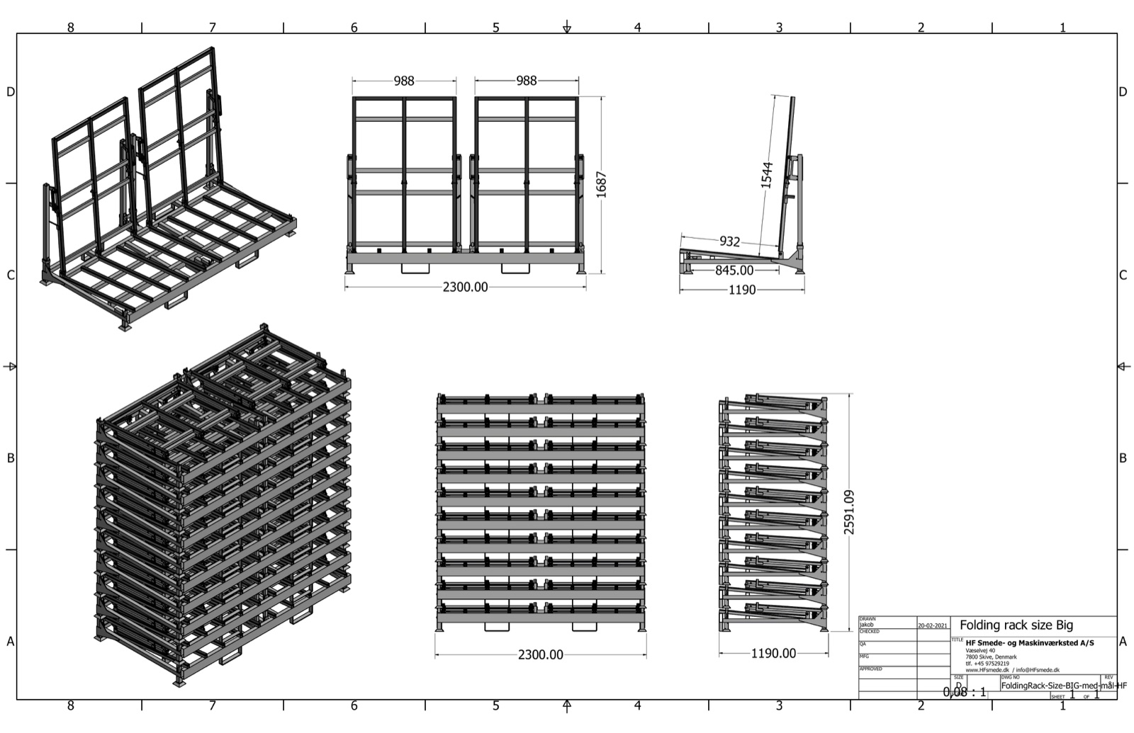 Technical drawing preview for Folding L-Rack Size Big