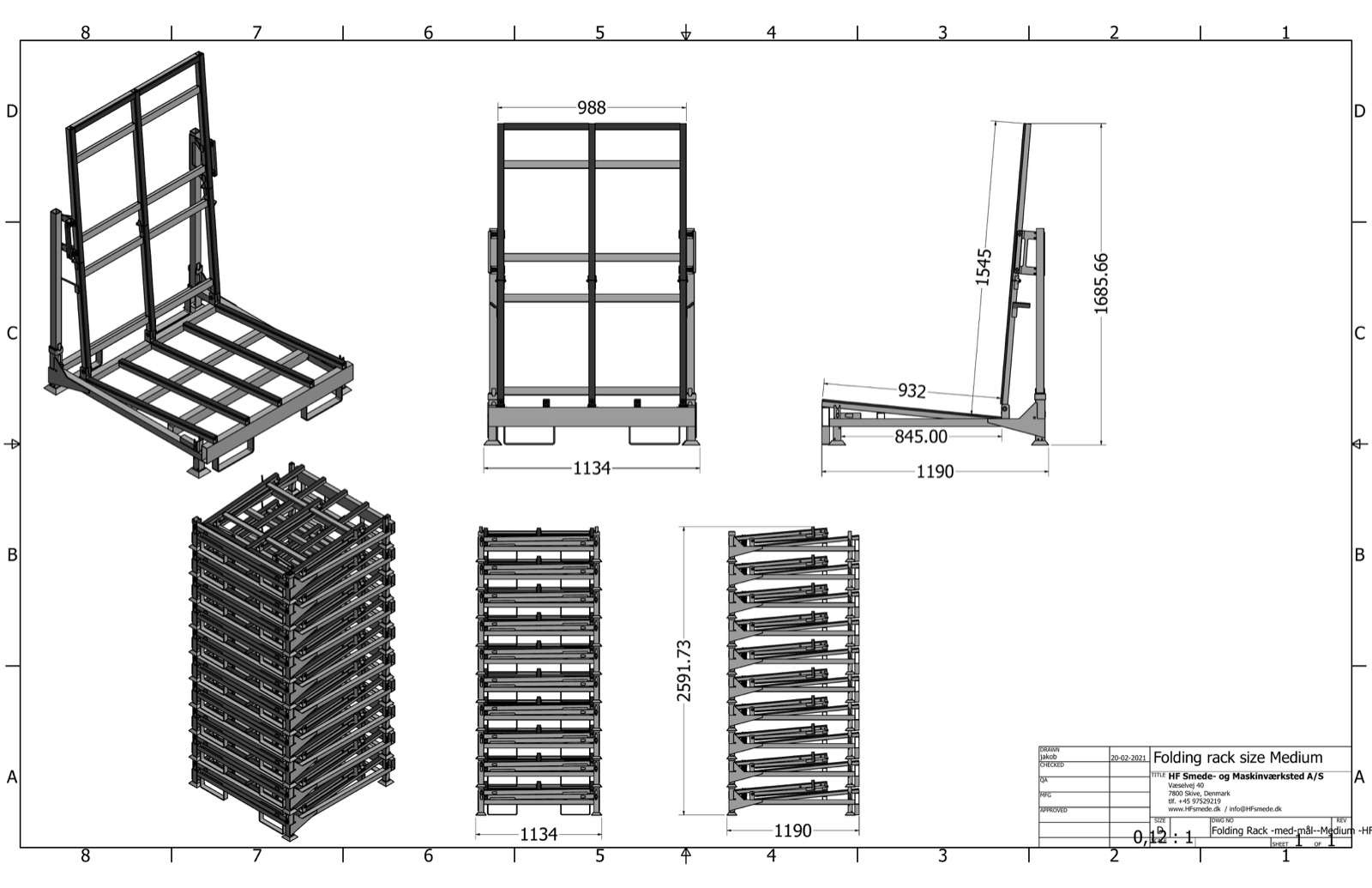 Technical drawing preview for Folding L-Rack Size Medium