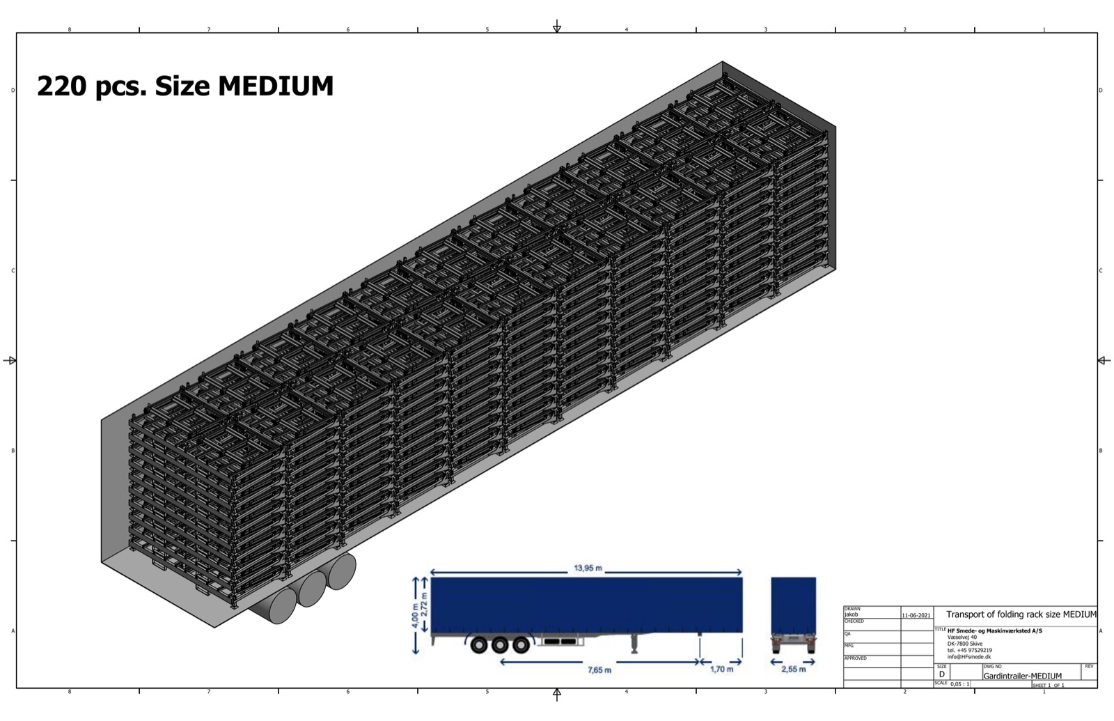 Transport layout preview for Folding L-Rack Size Medium