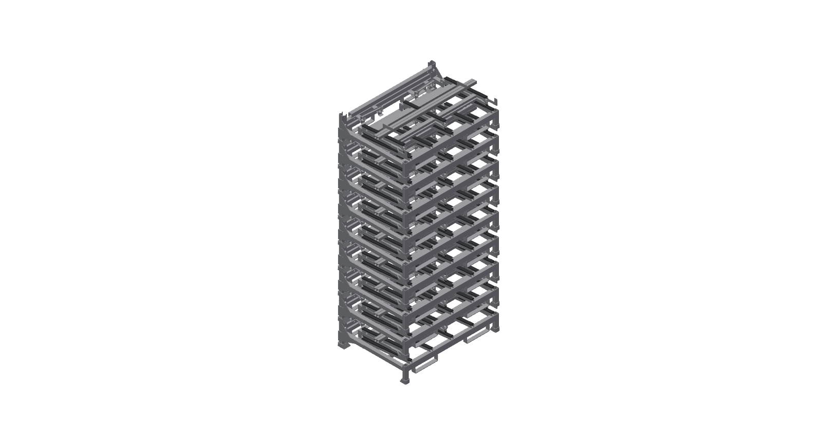 Several folded Stacking L-Folding Racks stacked compactly