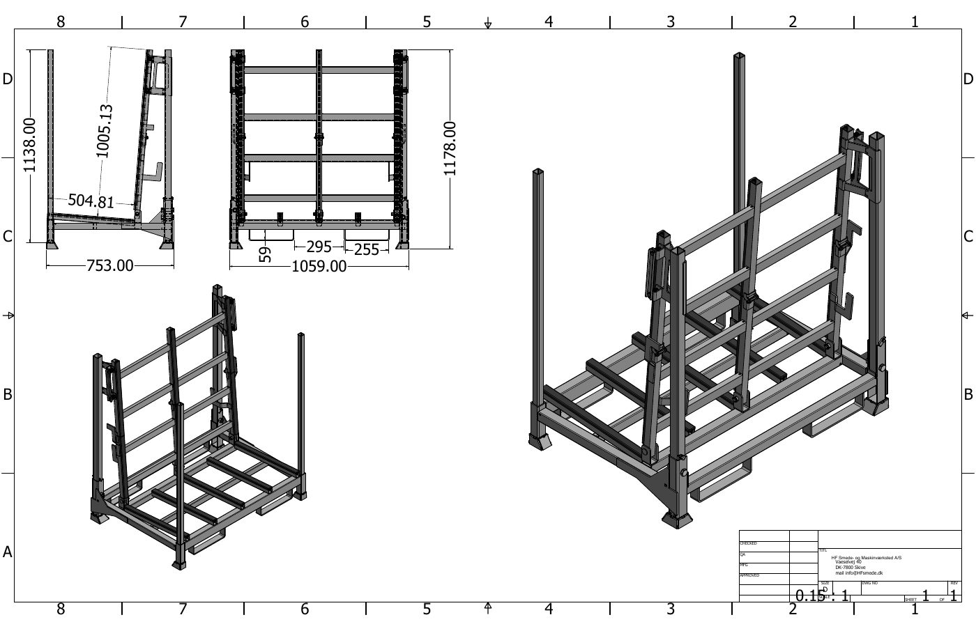 Technical drawing preview for the Stacking L-Folding Rack